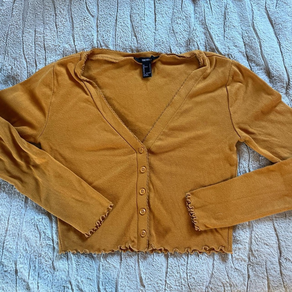 Forever 21 Mustard Button-Up Cardigan